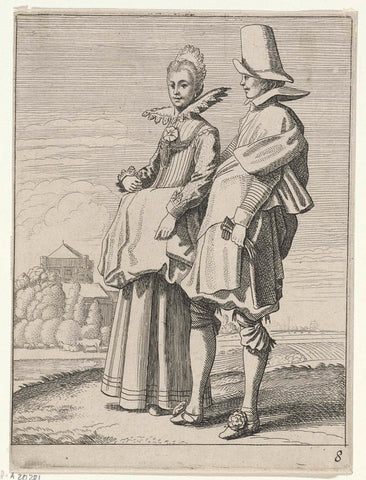 Elegantly dressed pair H, Jan van de Velde (II), 1603 - 1652 Canvas Print