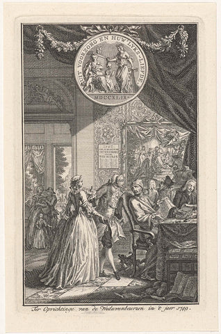 Foundation of the Widows' Fairs, 1749, Simon Fokke, 1749 Canvas Print