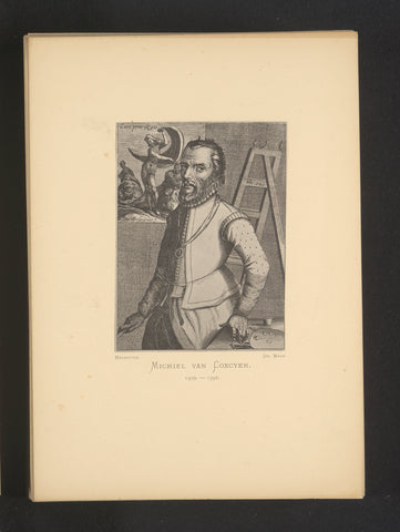 Reproduction of an engraving of a portrait of Michiel Coxie by Hendrick Hondius, Joseph Maes, c. 1872 - in or before 1877 Canvas Print