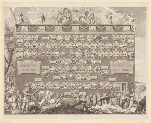 Memorial column for the Seven United Provinces, 1796, Jan Gerritsz. Fisher, 1796 Canvas Print