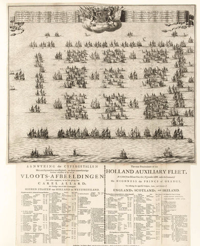 Formation of the fleet with which William III sailed to England, 1688, Johannes Jacobsz van den Aveele, 1688 - 1689 Canvas Print