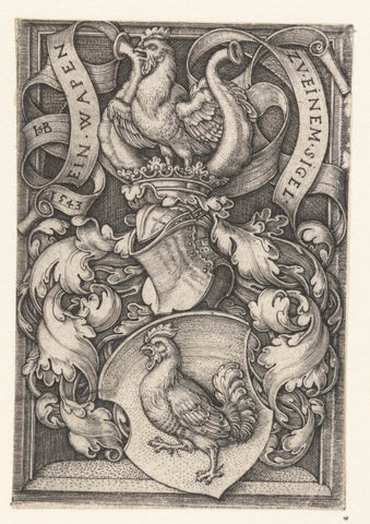 Coat of arms with an eagle on a shield, Hans Sebald Beham, 1543 Canvas Print