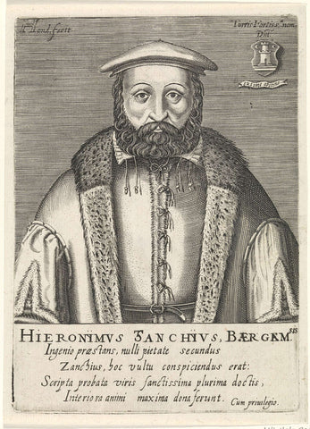 Portrait of Hieronymus Zanchius, Hendrick Hondius (I), 1599 Canvas Print