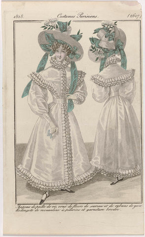 Journal des Dames et des Modes, Costumes Parisiens, 15 June 1828, (2607): Chapeau de paille de riz (...), anonymous, 1828 Canvas Print