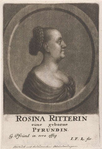 Portret van Rosina Ritter in profiel, Johann Friedrich Leonard, 1643 - 1680 Canvas Print