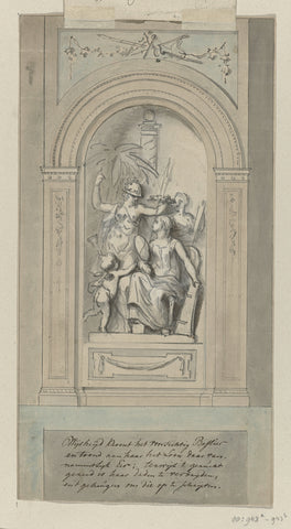 Design drawing for a room wall, with two variants pasted over each other, Jurriaan Andriessen, 1760 - 1819 Canvas Print