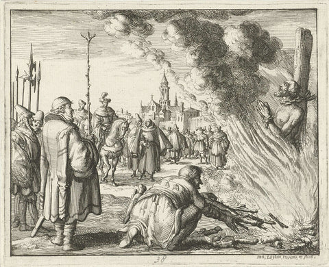 Clemens in Fulda burned alive, Jan Luyken, 1685 Canvas Print