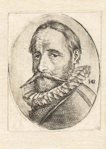 Portrait of Hans Bol, Hendrick Goltzius, 1593 - 1600 Canvas Print