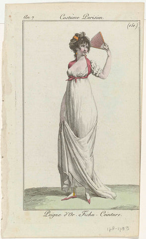 Journal des Dames et des Modes, Costume Parisien, 17 August 1799, Year 7, (151.) : Peigne d'Or (...), anonymous, 1799 Canvas Print