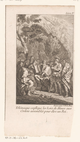 Telemachus explains the laws of Minos to the Cretans, Jacques-Philippe Le Bas, 1755 Canvas Print