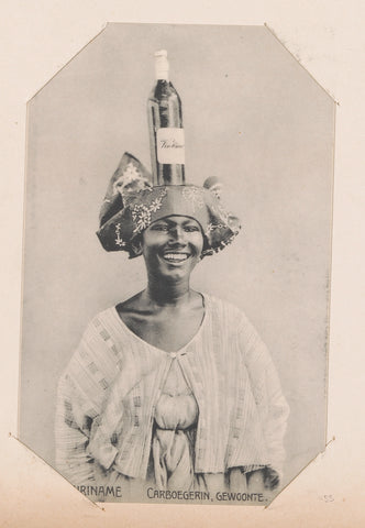 Young Surinamese woman with a bottle on the head, Eugen Klein, 1900 - 1910 Canvas Print