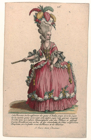 Gallery of French Fashions and Costumes, 1785, nr. 26, nr. 51, Kopie naar K 55 : Jolie Femme en Circassienn (...), Pierre Gleich (possibly), c. 1785 Canvas Print