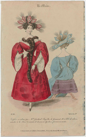 La Mode, 1830, Vol. 2 Liv. 1.ere, Pl. 20 : Coeffure en rubans, par Mme Guichard Pavy (...), anonymous, 1830 Canvas Print