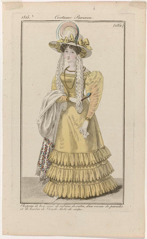 Journal des Dames et des Modes, Costume Parisien, 30 September 1825, (2351): Chapeau de bois (...), anonymous, 1825 Canvas Print