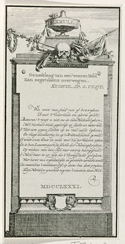 Epitaph for Willem Crul, 1781, Willem Bilderdijk (attributed to), 1781 Canvas Print