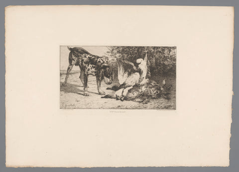 Hunting dog with loot, Léon Barillot, 1880 Canvas Print