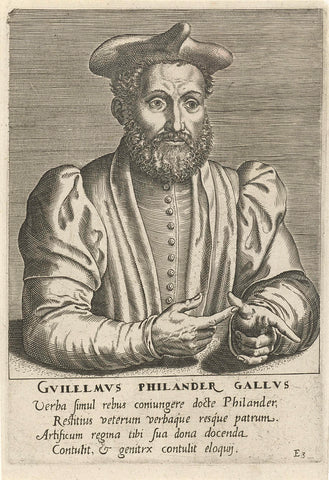 Portrait of Guillaume Philandrier, Philips Galle, 1572 Canvas Print