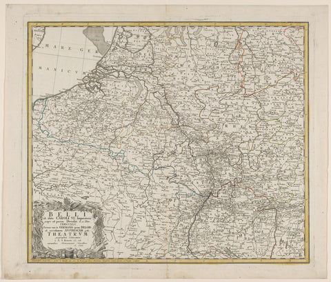 Map of the Netherlands and part of France and Germany, anonymous, 1748 Canvas Print