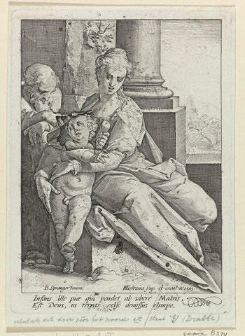 Heilige Familie voor een zuil, Hendrick Goltzius, 1850 - 1881 Canvas Print