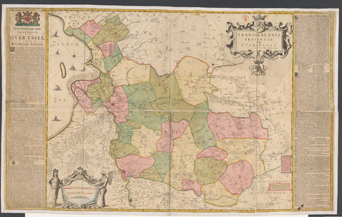 Map and description of Overijssel, Gerard Coeck, c. 1725 Canvas Print