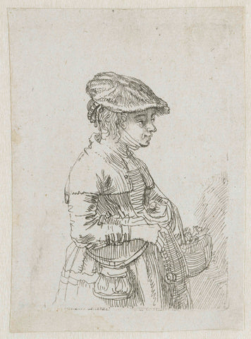 Girl with a basket, Rembrandt van Rijn, c. 1642 Canvas Print