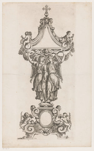 Monstrance with two angels, Giacomo Laurenziani, 1637 Canvas Print