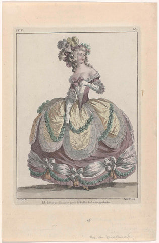 Gallerie des Modes et Costumes Français, 1787, sss 381 : Robe de Cour avec son panier (...), Nicolas Dupin, 1787 Canvas Print