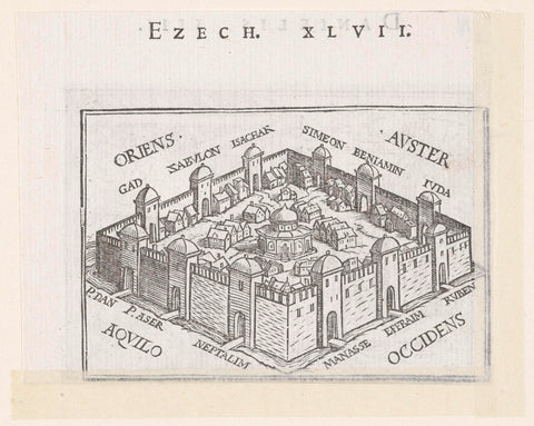 Heavenly city in vision of Ezekiel, Hans Holbein (II), 1538 Canvas Print