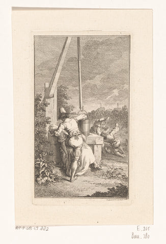 Vitriolus and Peter Menadie save a young woman, Daniel Nikolaus Chodowiecki, 1777 Canvas Print