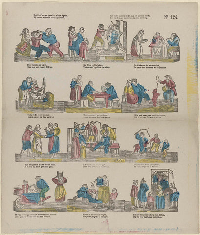 Behold child'ren a dozen new figures, / They show you all kinds of farcical cures / One fights and one laughs, with eats and one plays, / So becamet in the weather always everything divided, Alexander Cranendoncq, 1827 - 1894 Canvas Print