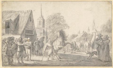 Horse market, Esaias van de Velde, 1600 - 1630 Canvas Print