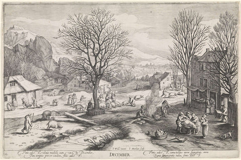 December, Jacob Matham, 1614 Canvas Print