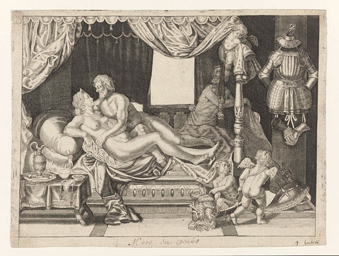 Mars en Venus, Crispijn van de Passe (II), c. 1636 - 1670 Canvas Print