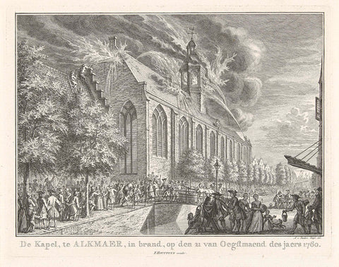 Fire in the Kapelkerk in Alkmaar, 1760, Simon Fokke, 1760 Canvas Print