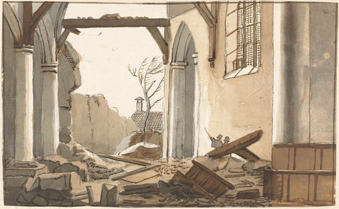 Collapsed tower of the church in 's-Gravenzande, 5 May 1809, Nicolaes Lodewick Penning, 1809 Canvas Print