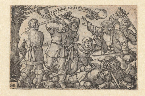 Farmers Fighting with Swords, Hans Sebald Beham, 1510 - 1550 Canvas Print