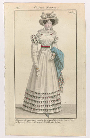 Journal des Dames et des Modes, Costume Parisien, 15 June 1823, (2159): Chapeau de sparteri (...), anonymous, 1823 Canvas Print