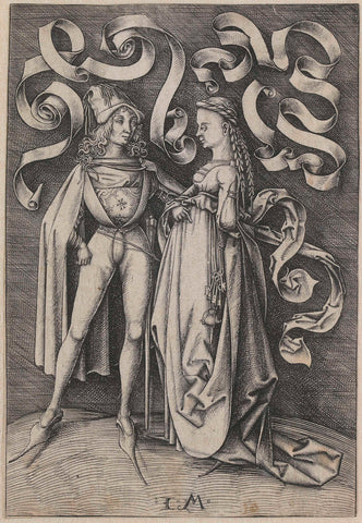 Knight and a lady, Israhel of Meckenem, 1490 - 1503 Canvas Print