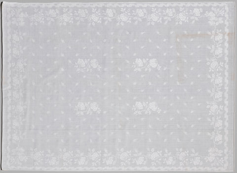 Napkin of white linen damask with rose pattern, , 1821 Canvas Print