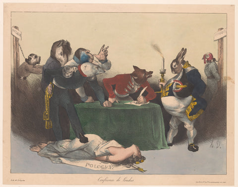 Caricature of the European superpowers at the London Conference, Honoré Daumier, 1832 Canvas Print