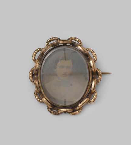 Brooch with photo of a young man, anonymous, c. 1860 - c. 1870 Canvas Print