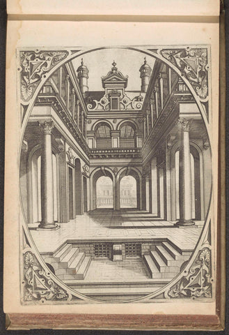 Courtyard with a gallery, Johannes or Lucas van Doetechum, 1601 Canvas Print