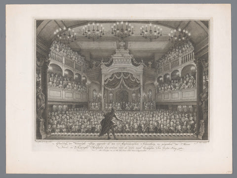 Interior of the Amsterdam theatre, with a view of the royal lodge, Simon Fokke, 1773 Canvas Print