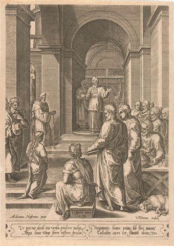 Commission of Mary in the temple, Jan Ditmaer, 1575 Canvas Print