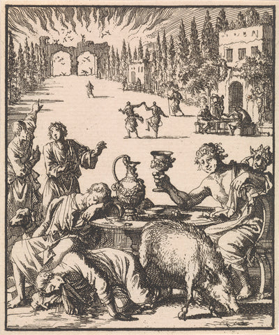 Drunkenness and Gluttony Lead to Hell, Jan Luyken, 1699 Canvas Print