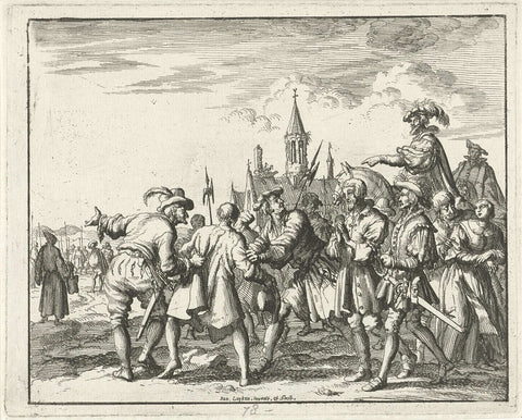 Matthijs Servaes in Cologne led to the scaffold, 1565, Jan Luyken, 1685 Canvas Print