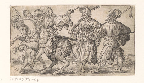 Vier landsknechten, Virgilius Solis, 1524 - 1562 Canvas Print