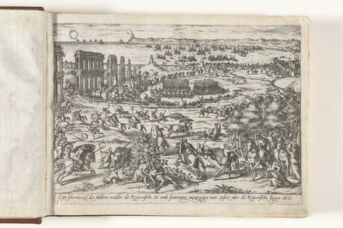 Skirmish between the Turks and the Imperial Troops, Frans Hogenberg, 1574 - 1578 Canvas Print