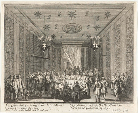 Room where peace is signed in the Huis ter Nieuburch in Rijswijk, 1697, Jan van Vianen, 1697 Canvas Print