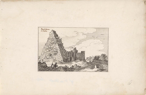 Pyramid of Gaius Cestius, Claes Jansz. Visscher (II), 1618 Canvas Print